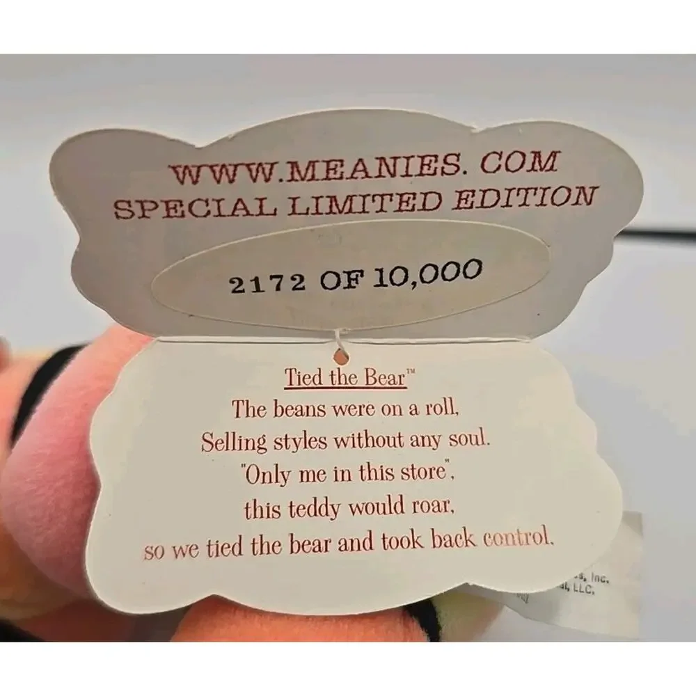 1999 Meanies Series 3‎ Tied The Bear Plush Orange Yellow w Tag BB27